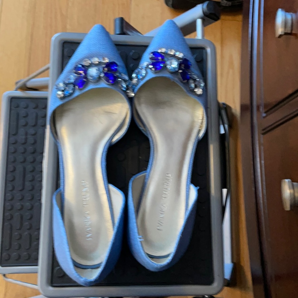 Blue embellished flats. Worn once at my wedding. Size 8. Excellent condition